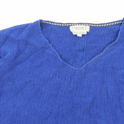Close-up detail of Next women’s blue jumper, size UK 12