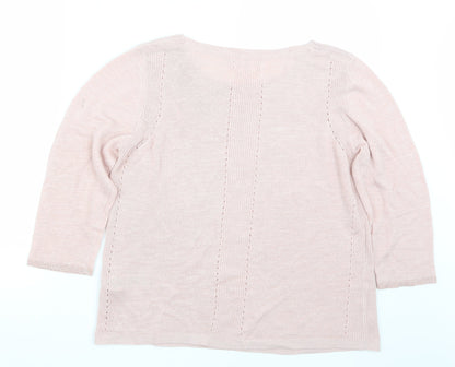 Back view of Marks & Spencer women’s pink jumper, size UK 16
