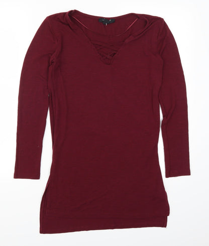 Additional front view of Atmosphere women’s red basic t-shirt, size UK 6