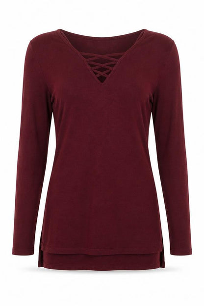 Front view of Atmosphere women’s red basic t-shirt, size UK 6
