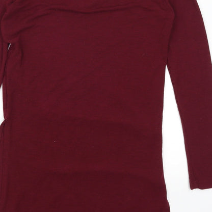 Brand and care label for Atmosphere women’s red basic t-shirt, size UK 6