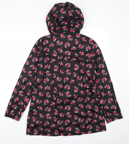 Back view of Tu women’s black floral anorak coat, size S