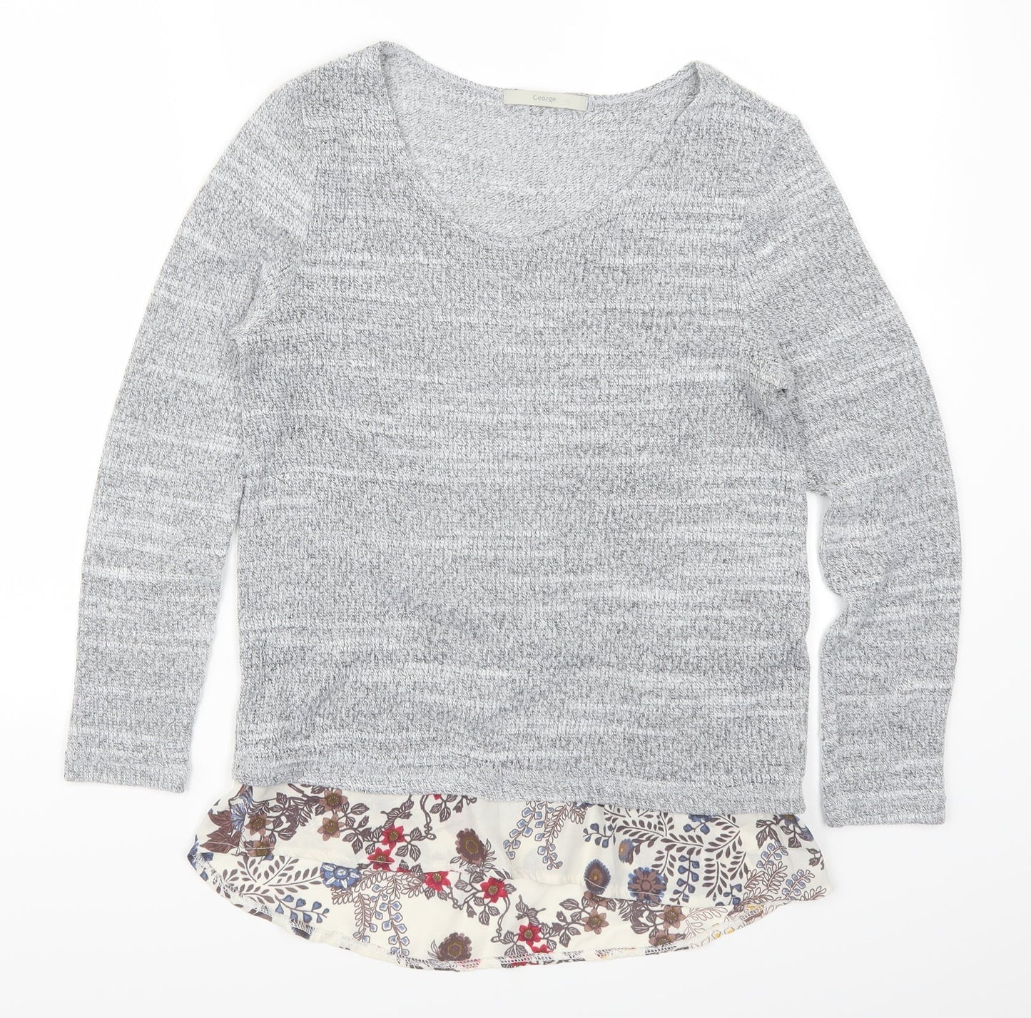 George Womens Grey Floral  Pullover Jumper Size 8