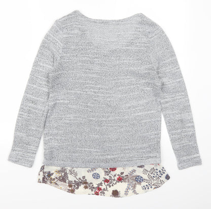 Back view of George women’s grey floral jumper, size UK 8
