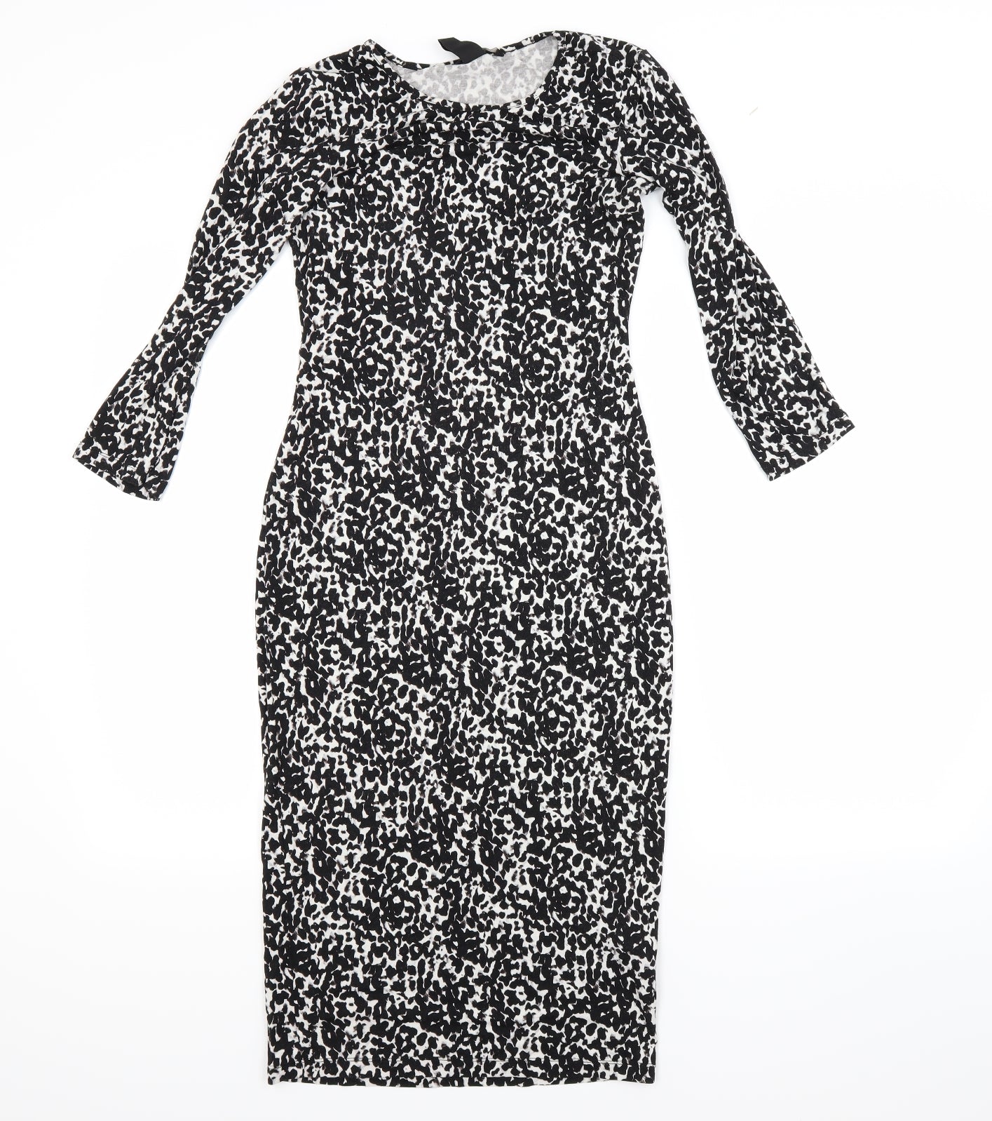 H&M Womens Black Animal Print  Bodycon  Size XS