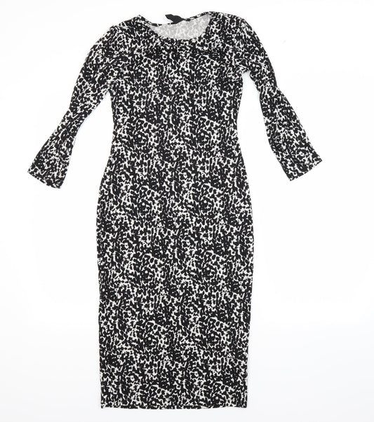 H&M Womens Black Animal Print  Bodycon  Size XS