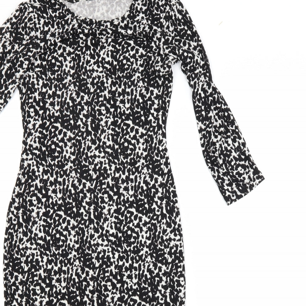H&M Womens Black Animal Print  Bodycon  Size XS