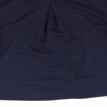 Brand and care label for Marks & Spencer women’s blue pullover sweatshirt, size UK 12
