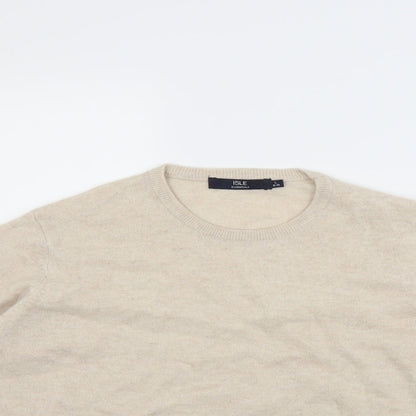 Close-up detail of isle women’s beige jumper, size L