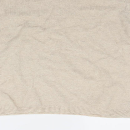 Brand and care label for isle women’s beige jumper, size L