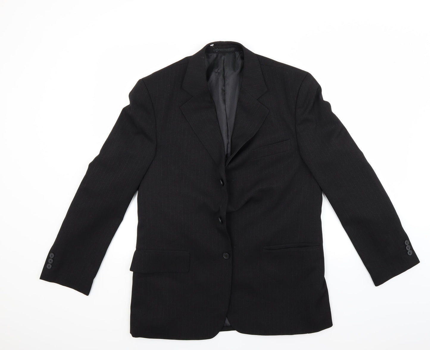 Hans Kelven Mens Black Striped  Jacket Blazer Size 36
