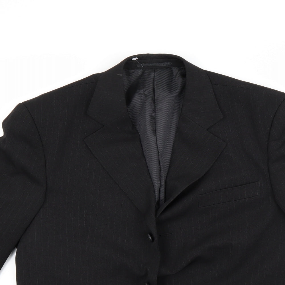 Hans Kelven Mens Black Striped  Jacket Blazer Size 36