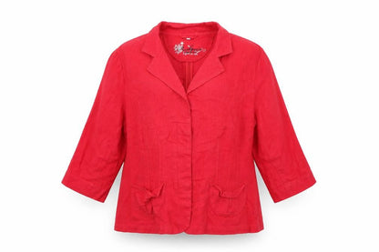 Front view of Evie women’s red jacket coat, size UK 20
