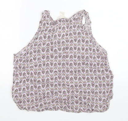 Back view of H&M women’s multicoloured geometric basic tank, size UK 16