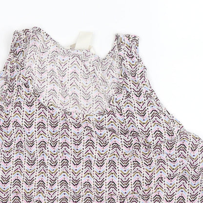 Close-up detail of H&M women’s multicoloured geometric basic tank, size UK 16