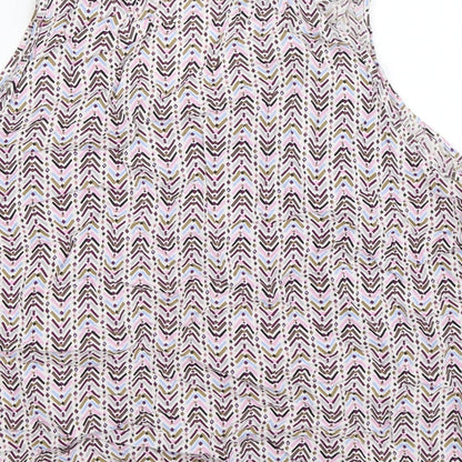 Brand and care label for H&M women’s multicoloured geometric basic tank, size UK 16
