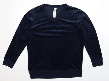 Additional front view of Jezebel men’s blue pullover sweatshirt, size L