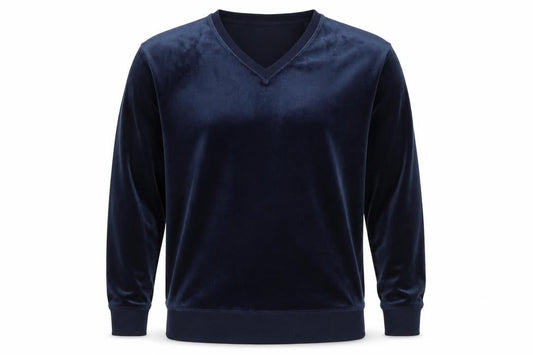 Front view of Jezebel men’s blue pullover sweatshirt, size L