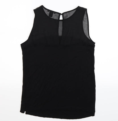 Back view of H&M women’s black satin basic tank, size M