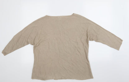 Back view of H&M women’s beige striped jumper, size UK 10