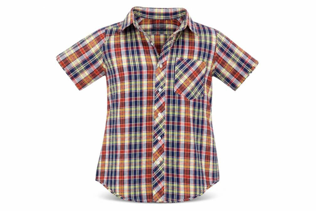 P-3000 Womens Multicoloured Check  Basic Button-Up Size 6