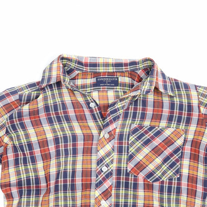 Close-up detail of P-3000 women’s multicoloured check basic button-up, size UK 6