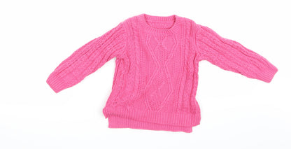 Front view of Nutmeg girls’ pink pullover sweatshirt, size 2-3, years