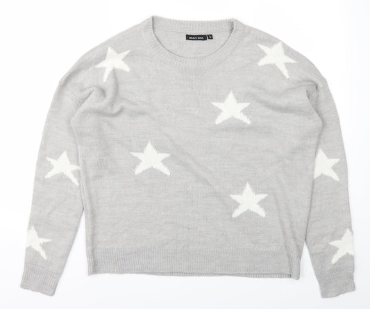 Brave Soul Womens Grey  Knit Pullover Jumper Size 12  - Stars