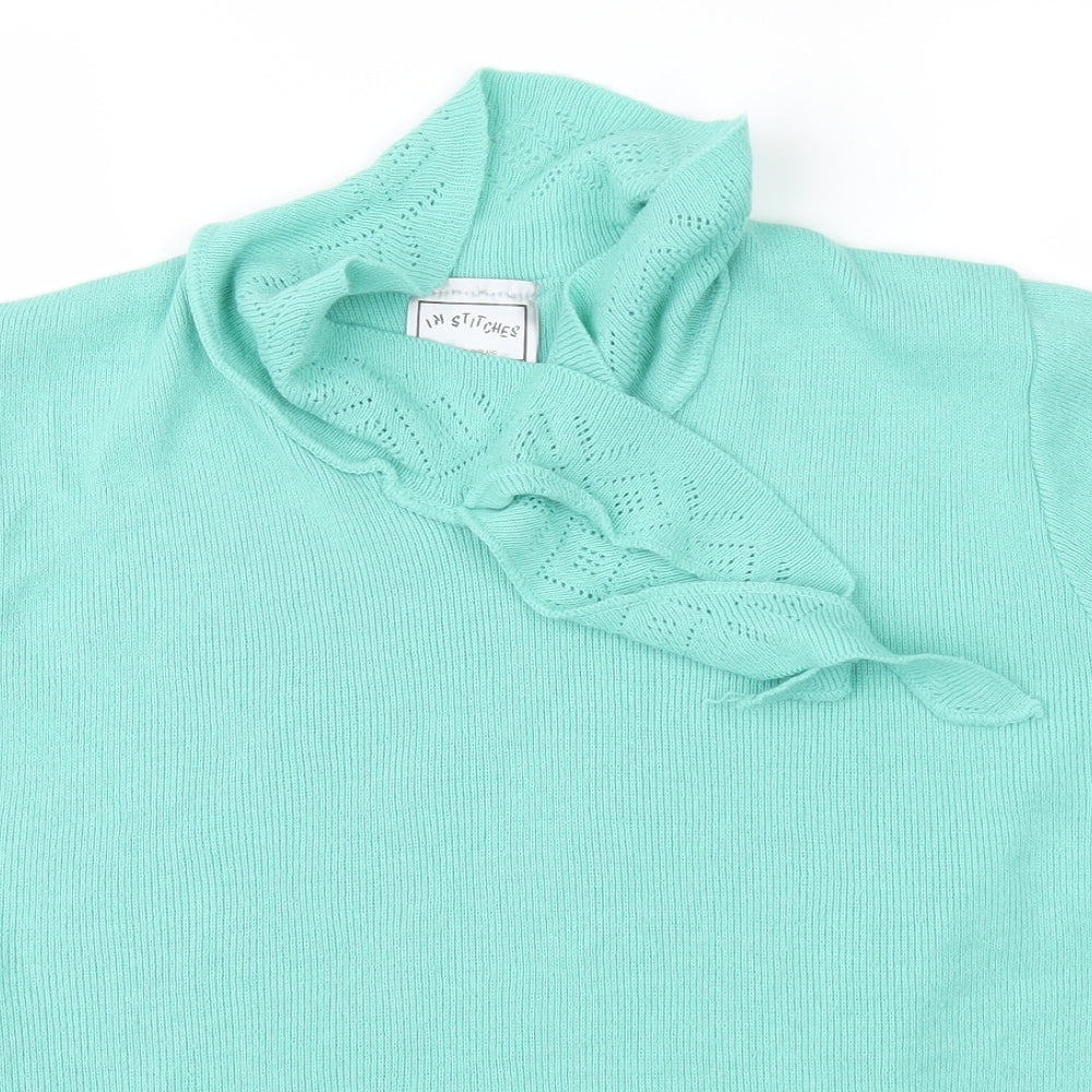 IM STITCHES Womens Blue  Knit Basic T-Shirt Size 16