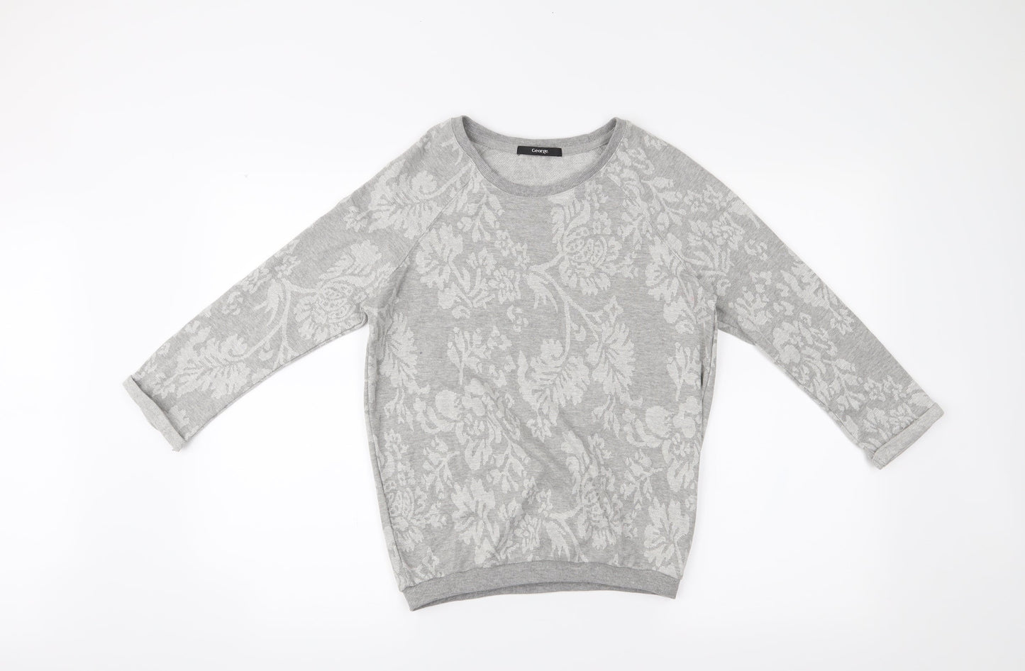 George Womens Grey Floral  Pullover Jumper Size 8