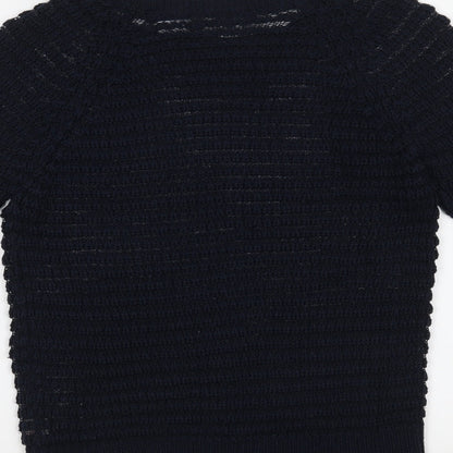 Brand and care label for Atmosphere women’s blue jumper, size UK 8