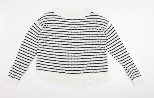 Boohoo Womens White Check  Pullover Jumper Size 10