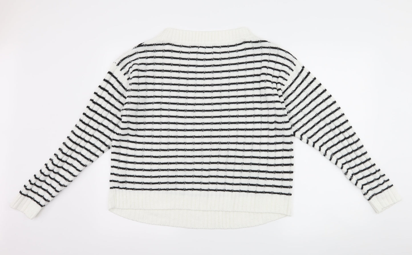 Boohoo Womens White Check  Pullover Jumper Size 10