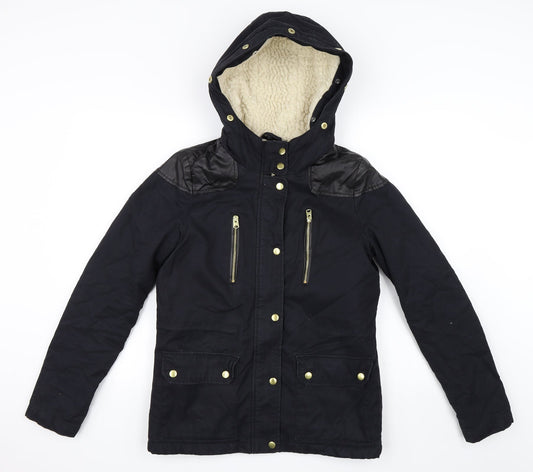 Topshop Womens Black   Parka Coat Size 8