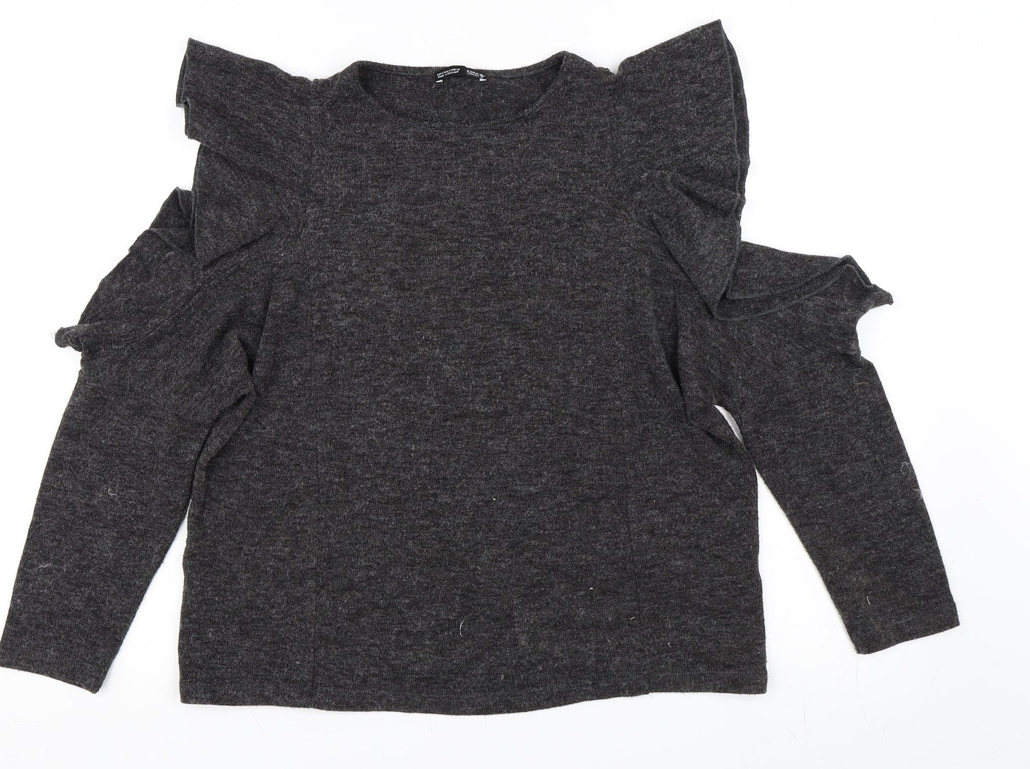 Zara Womens Grey   Basic T-Shirt Size S  - Cold Shoulder