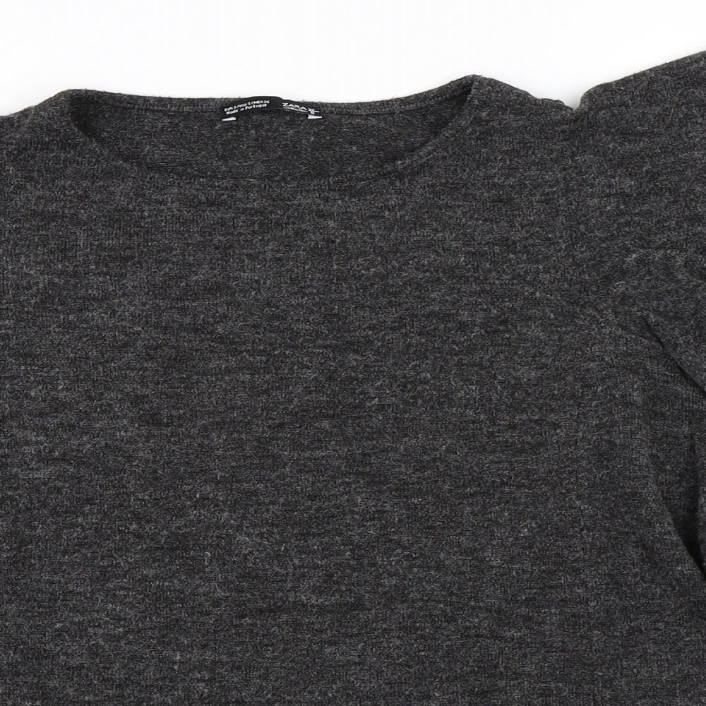 Zara Womens Grey   Basic T-Shirt Size S  - Cold Shoulder