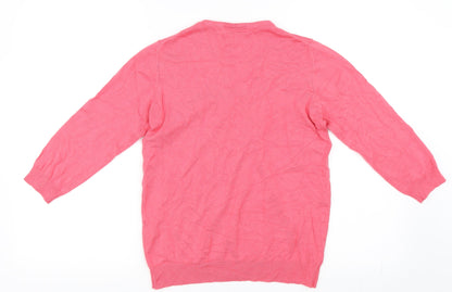 Back view of Marks & Spencer women’s pink jumper, size UK 12, - extra stretch