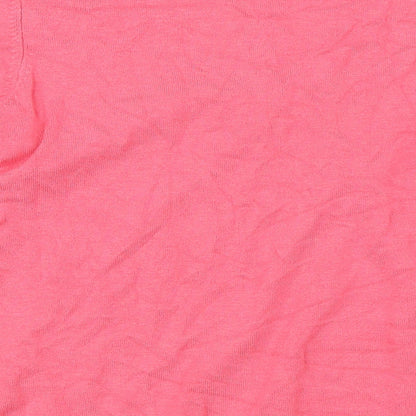 Brand and care label for Marks & Spencer women’s pink jumper, size UK 12, - extra stretch