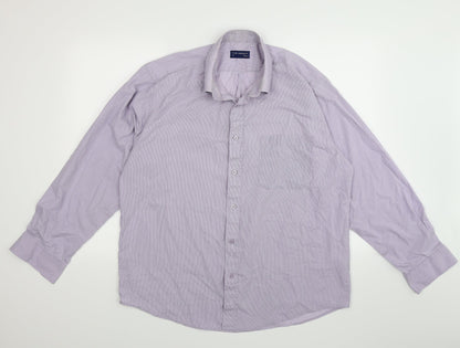 Additional front view of Tom Hagan men’s purple check button-up, size 17