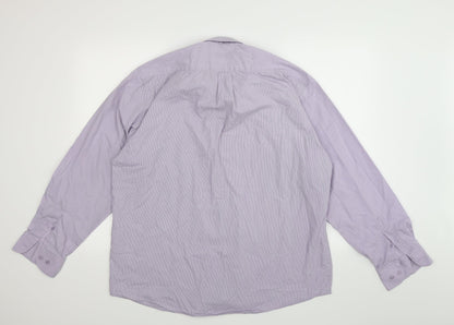 Back view of Tom Hagan men’s purple check button-up, size 17