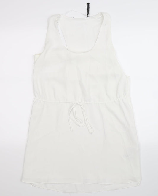 Zara Womens White  Satin Fit & Flare  Size M
