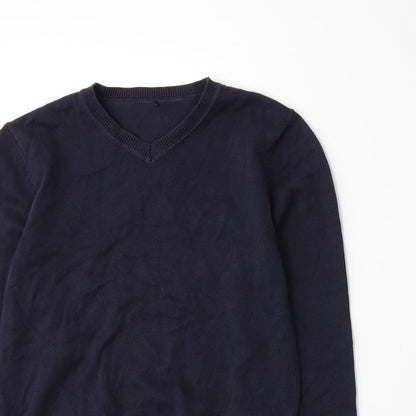 Close-up detail of George girls’ blue knit jumper, size 9-10, years