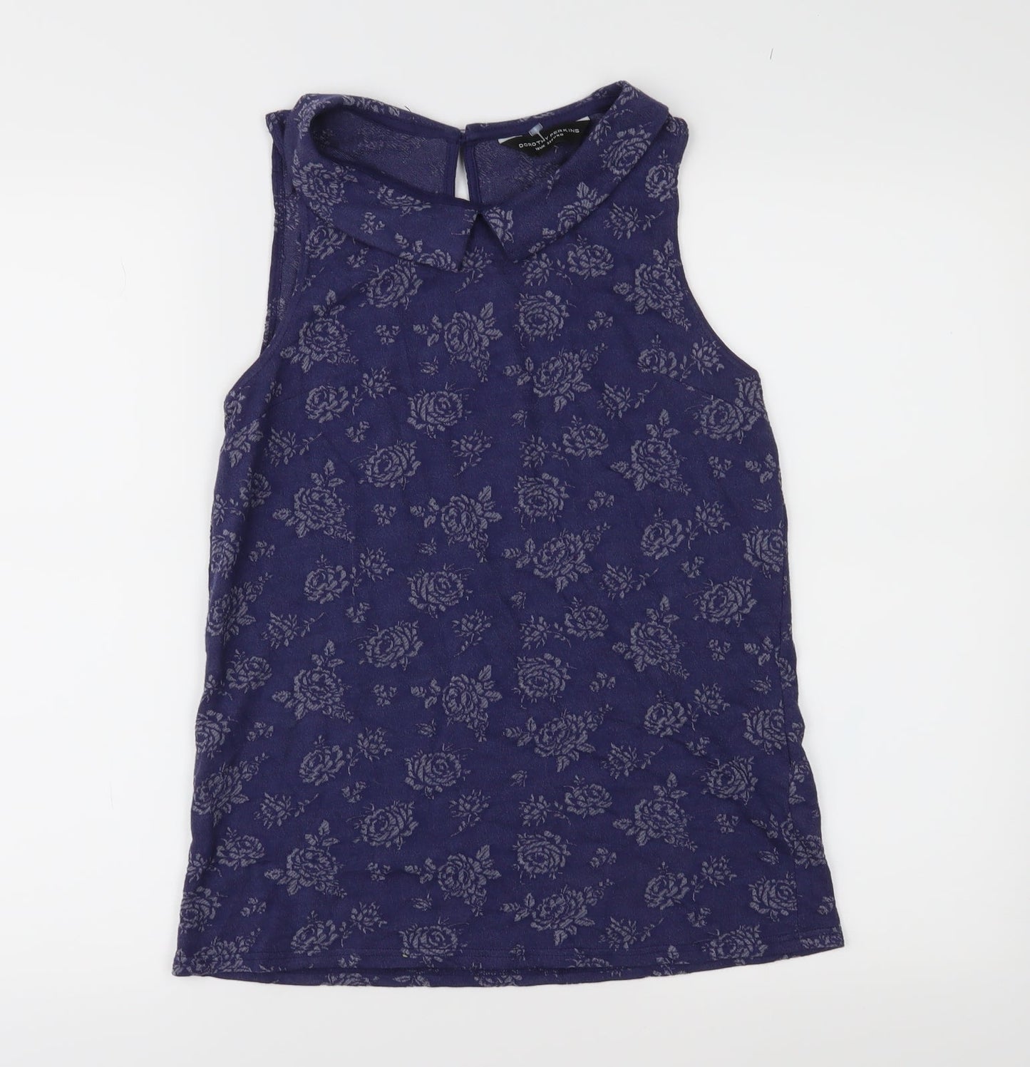 Dorothy Perkins Womens Blue Floral Jersey Basic Blouse Size 10