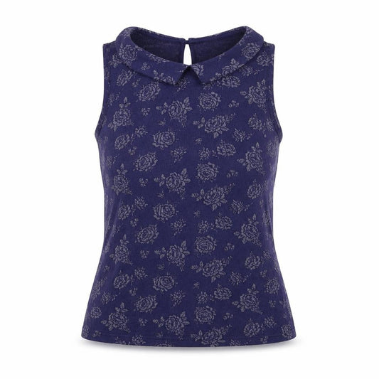 Dorothy Perkins Womens Blue Floral Jersey Basic Blouse Size 10