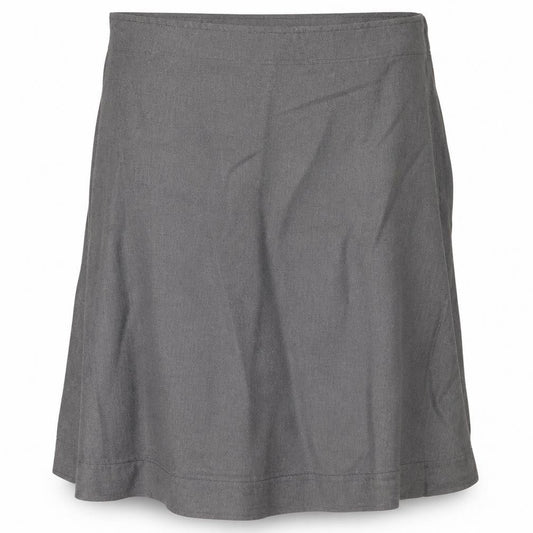Front view of Preworn women’s grey flare skirt, size UK 48, in