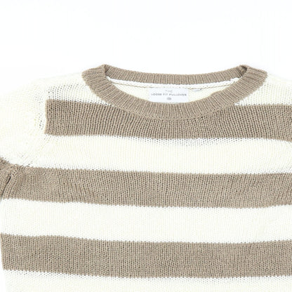 Close-up detail of C&A women’s ivory striped jumper, size S