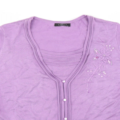 Close-up detail of Bonmarché women’s purple jumper, size L