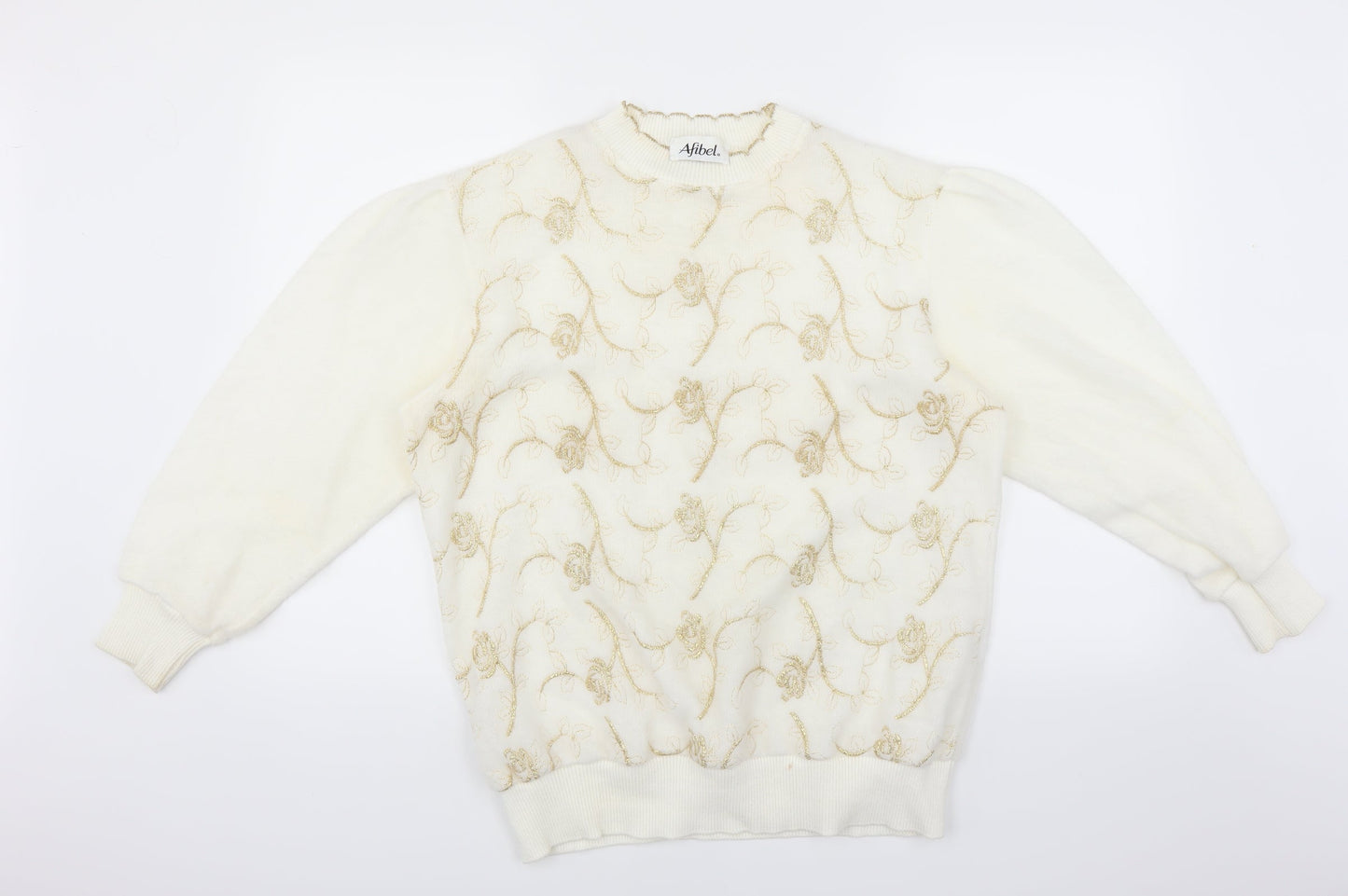 Afibel Womens Ivory Floral  Pullover Jumper Size 16