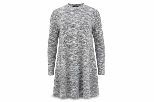 Front view of River Island women’s grey jumper dress, size UK 8