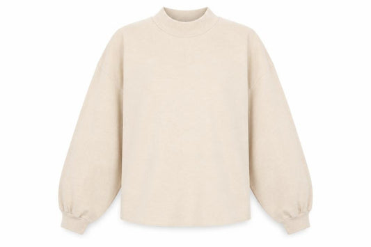 Front view of Primark women’s beige jumper, size S, - cropped